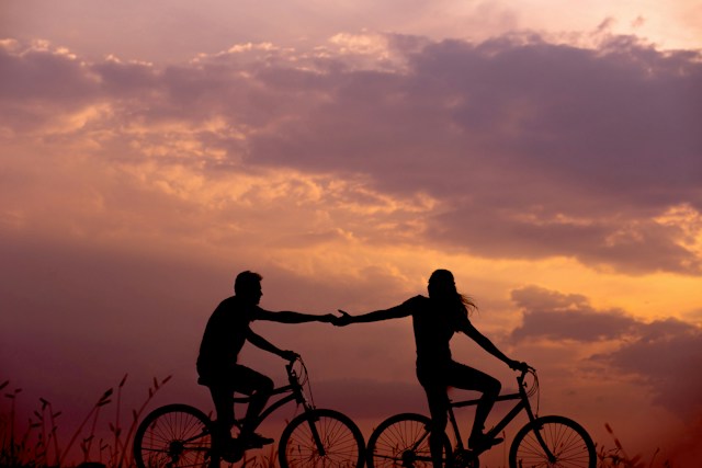 Sortie romantique à bicyclette